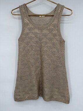 Moth by Anthropologie sleeveless Tank Top Gold Metallic knit Tunic sweater XS